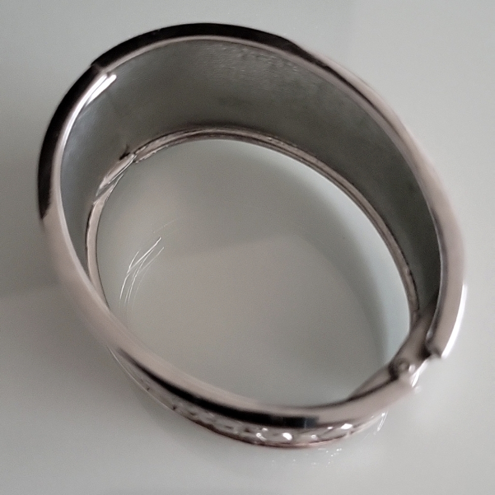Silver Pebbled Hinge Bangle Bracelet - image 5